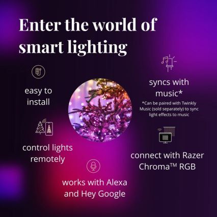 Twinkly - RGB LED aptumšojama āra virtene STRINGS 250xLED 23,5m IP44 Wi-Fi