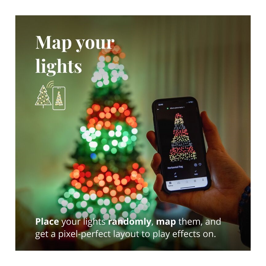 Twinkly - RGB LED aptumšojama āra virtene STRINGS 250xLED 23,5m IP44 Wi-Fi