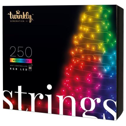 Twinkly - RGB LED aptumšojama āra virtene STRINGS 250xLED 23,5m IP44 Wi-Fi