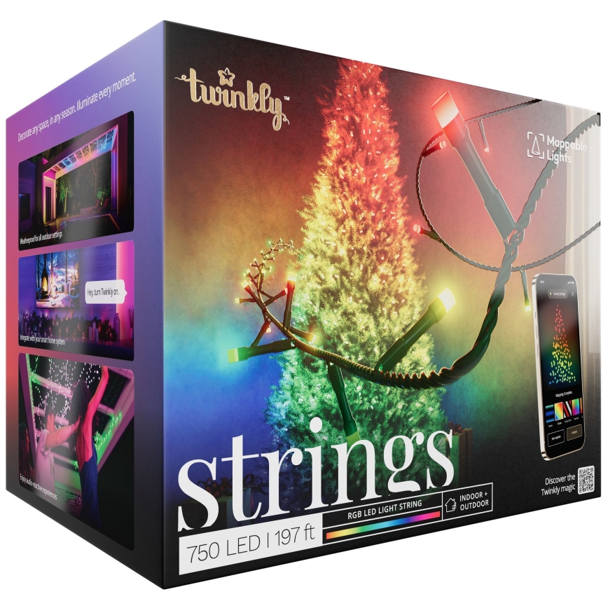 Twinkly - LED RGB Aptumšojama āra Ziemassvētku virtene STRINGS 750xLED 63,5m IP44 Wi-Fi