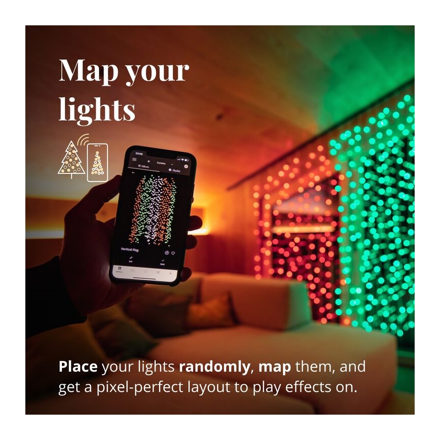 Twinkly - LED RGBW Aptumšojams Ziemassvētku āra aizkars CURTAIN 210xLED 6,1m IP44 Wi-Fi