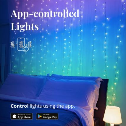 Twinkly - LED RGBW Aptumšojams Ziemassvētku āra aizkars CURTAIN 210xLED 6,1m IP44 Wi-Fi