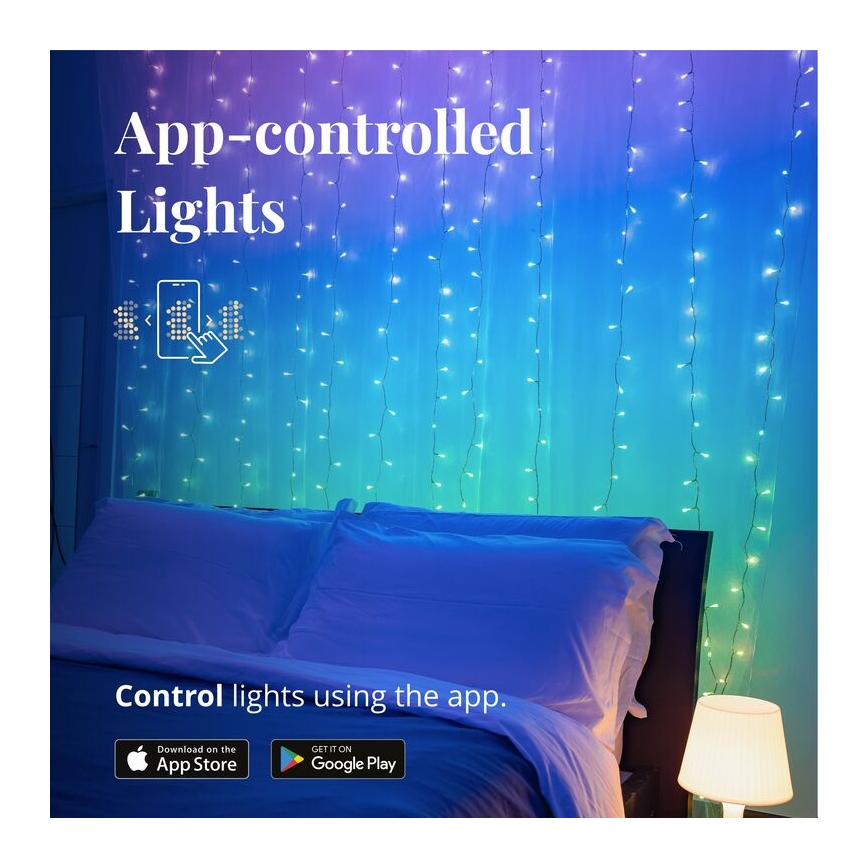 Twinkly - LED RGBW Aptumšojams Ziemassvētku āra aizkars CURTAIN 210xLED 6,1m IP44 Wi-Fi