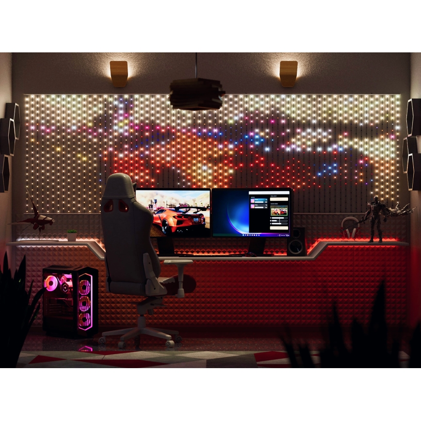 Twinkly - LED RGB Aptumšojama Ziemassvētku aizkars MATRIX 480xLED 1x1 m Wi-Fi