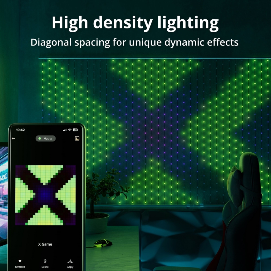 Twinkly - LED RGB Aptumšojama Ziemassvētku aizkars MATRIX 480xLED 1x1 m Wi-Fi