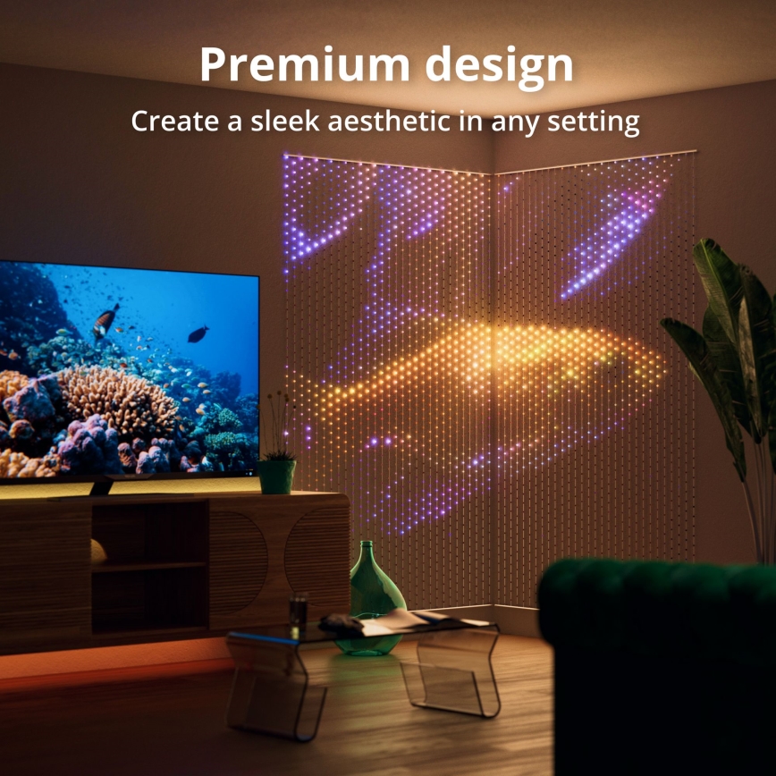 Twinkly - LED RGB Aptumšojama Ziemassvētku aizkars MATRIX 480xLED 1x1 m Wi-Fi