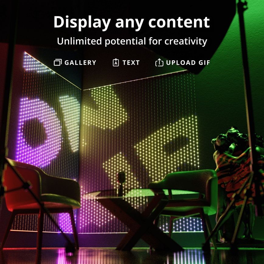 Twinkly - LED RGB Aptumšojama Ziemassvētku aizkars MATRIX 480xLED 1x1 m Wi-Fi