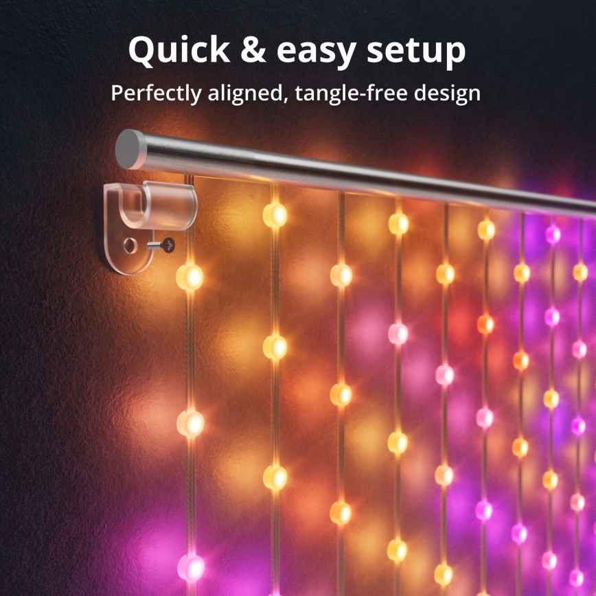 Twinkly - LED RGB Aptumšojama Ziemassvētku aizkars MATRIX 480xLED 1x1 m Wi-Fi