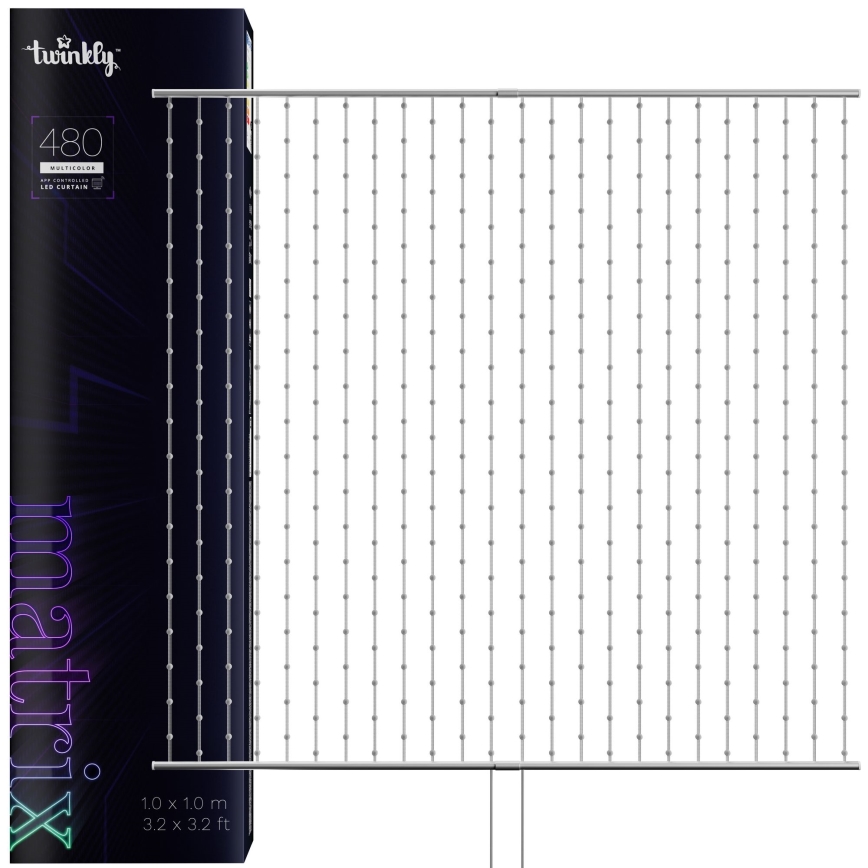 Twinkly - LED RGB Aptumšojama Ziemassvētku aizkars MATRIX 480xLED 1x1 m Wi-Fi