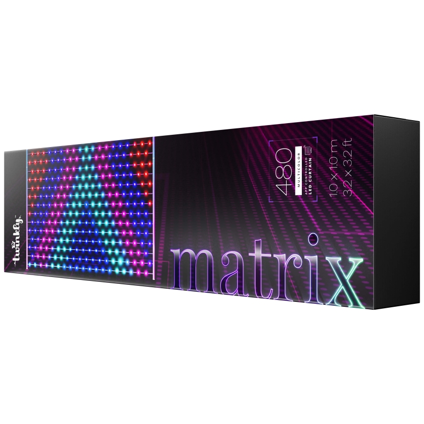 Twinkly - LED RGB regulējams Ziemassvētku aizkars MATRIX 480xLED 1x1 m Wi-Fi
