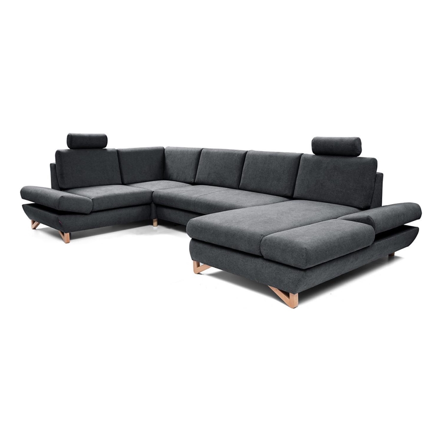 U formas izvelkams polsterēts stūra dīvāns ar uzglabāšanas nodalījumu AVESTA antracīts