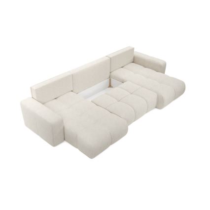 U formas izvelkams stūra dīvāns ar uzglabāšanas nodalījumu ALMADA, bēšs