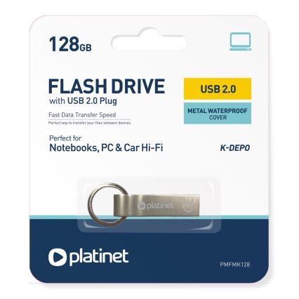 Ūdensizturīgs metāls Flash Disk USB 128GB matēts hroms