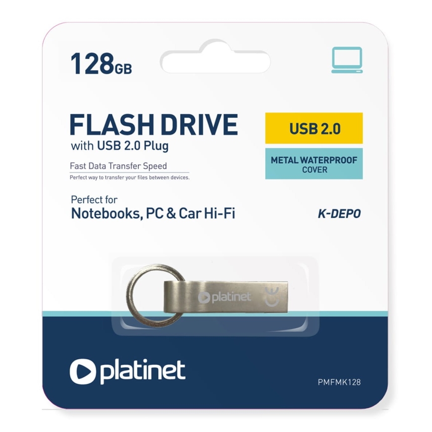 Ūdensizturīgs metāls Flash Disk USB 128GB matēts hroms