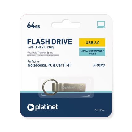 Ūdensizturīgs metāls Flash Disk USB 64GB matēts hroms