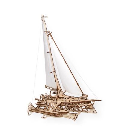 Ugears - 3D koka mehāniskā 3D puzle Buru laiva Merihobus trimarāns