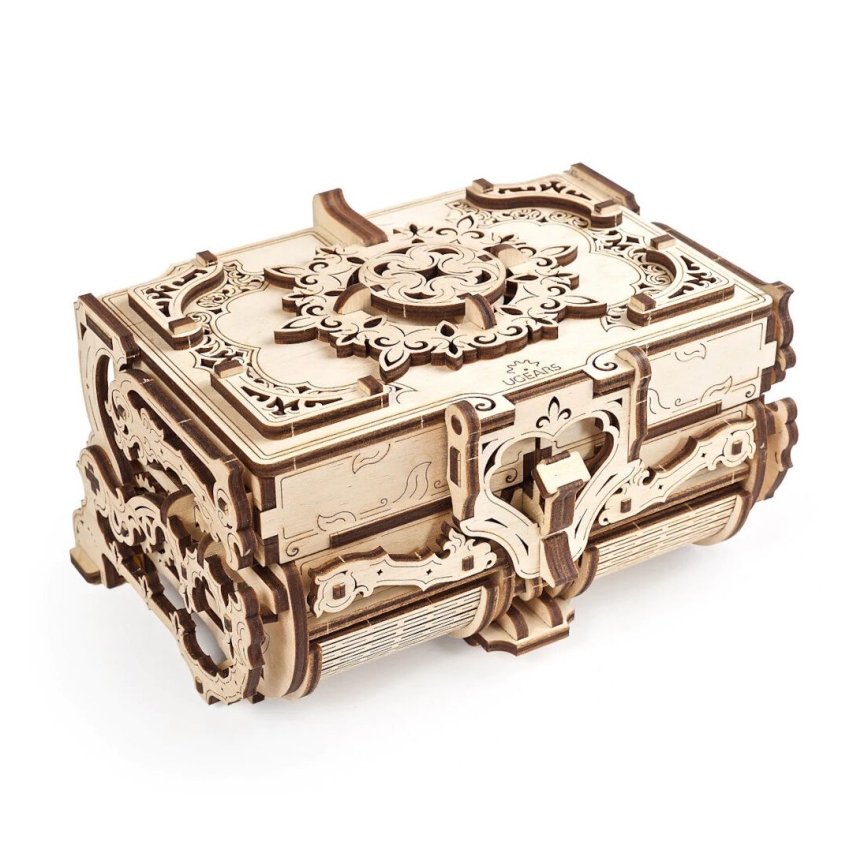 Ugears - 3D koka mehāniskā puzle Antīka rotaslietu kastīte