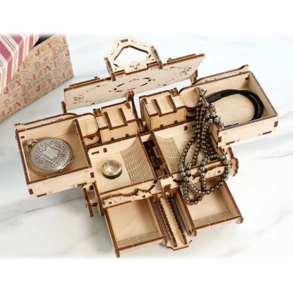 Ugears - 3D koka mehāniskā puzle Antīka rotaslietu kastīte