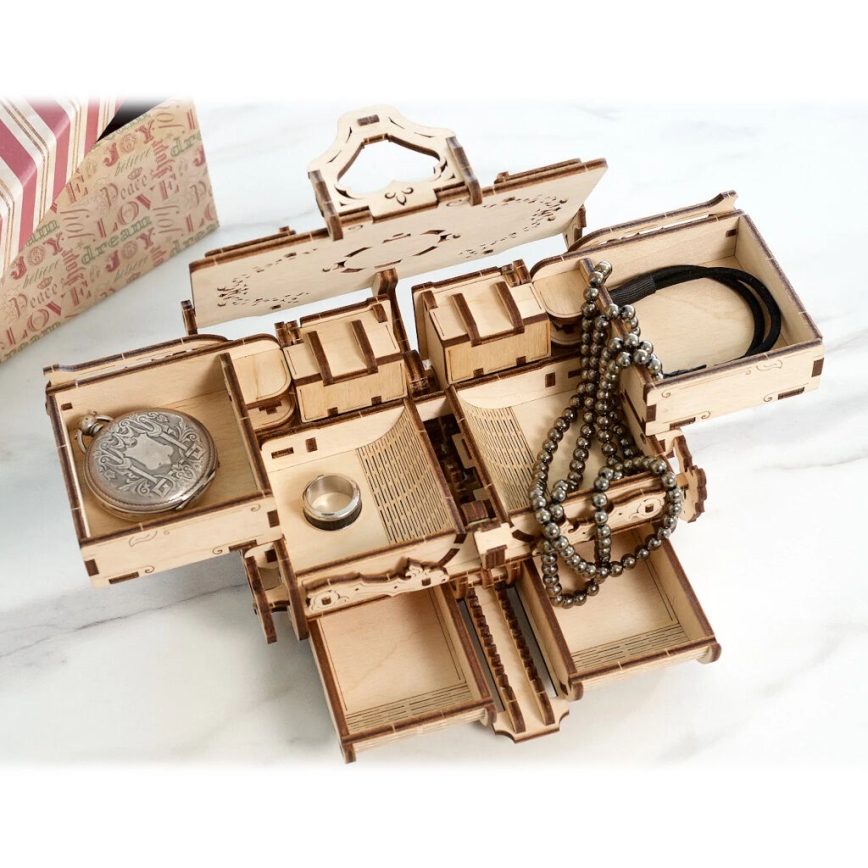 Ugears - 3D koka mehāniskā puzle Antīka rotaslietu kastīte