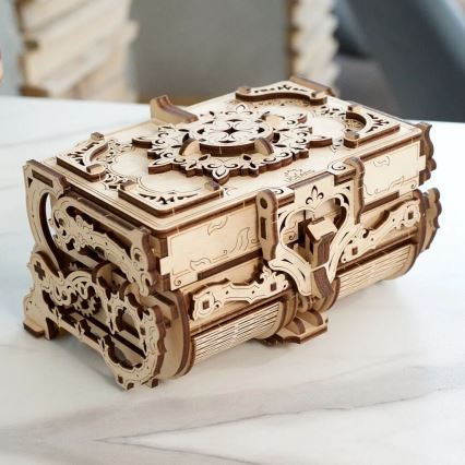 Ugears - 3D koka mehāniskā puzle Antīka rotaslietu kastīte