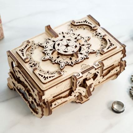 Ugears - 3D koka mehāniskā puzle Antīka rotaslietu kastīte