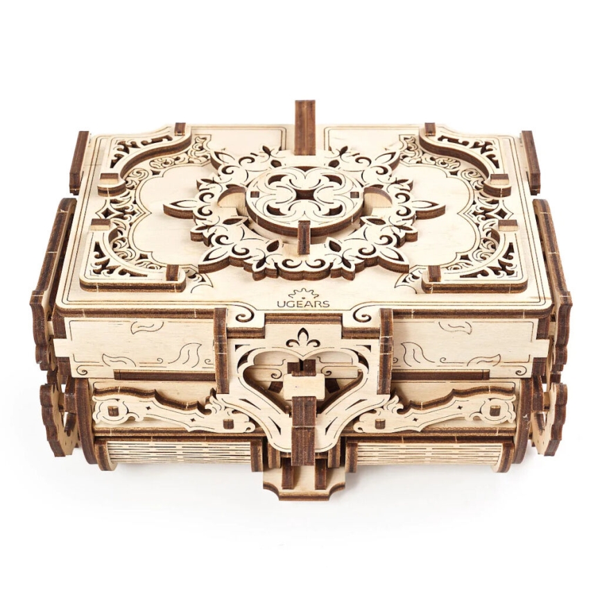 Ugears - 3D koka mehāniskā puzle Antīka rotaslietu kastīte