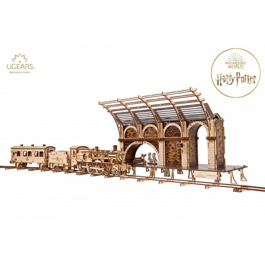 Ugears - 3D koka mehāniskā puzle Harry Potter vilciena platforma