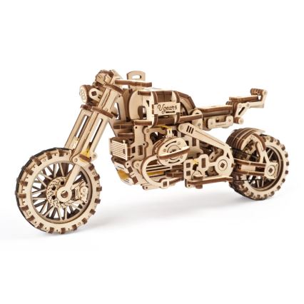 Ugears - 3D koka mehāniskā puzle Scrambler motocikls ar blakusvāģi