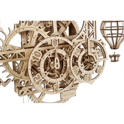 Ugears - 3D koka mehāniskā puzle Sienas pulkstenis Aero