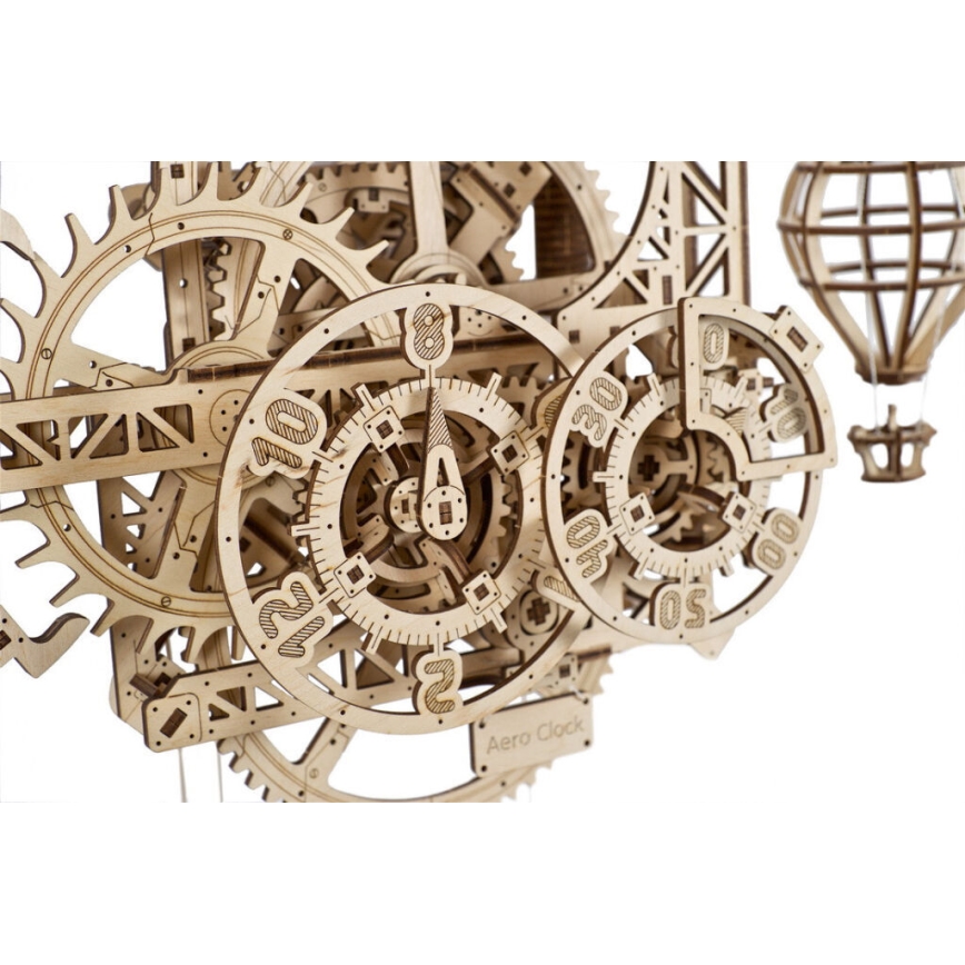 Ugears - 3D koka mehāniskā puzle Sienas pulkstenis Aero