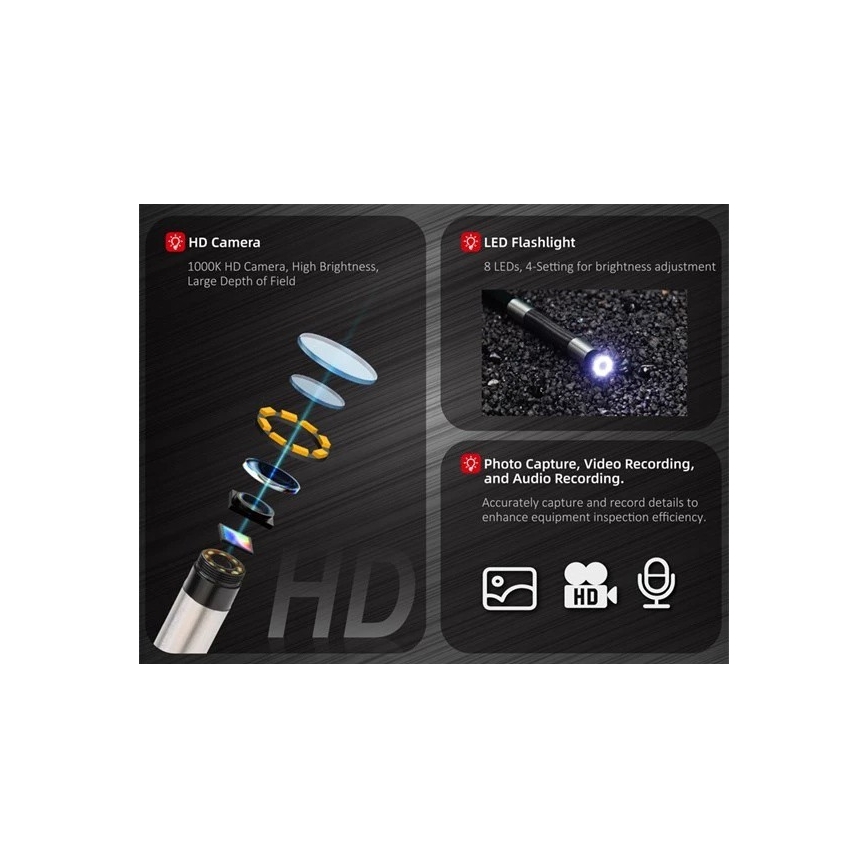 Uni-T - boroskops 3,7V 3000 mAh IP67 3m