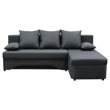 Universāls L formas izvelkamais stūra dīvāns ar glabāšanas nodalījumu ALMEIDA antracīts