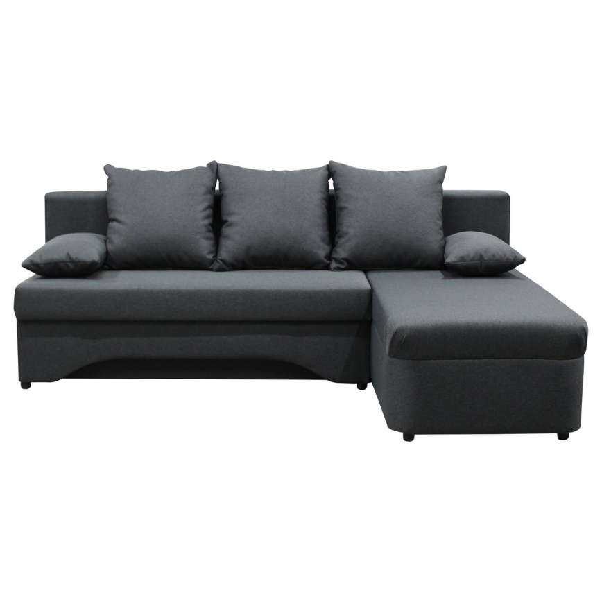 Universāls L formas izvelkamais stūra dīvāns ar glabāšanas nodalījumu ALMEIDA antracīts