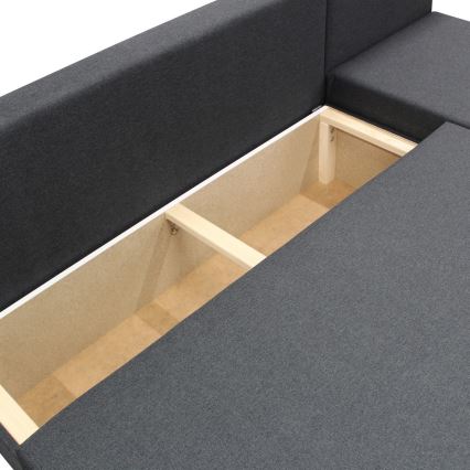 Universāls L formas izvelkamais stūra dīvāns ar glabāšanas nodalījumu ALMEIDA antracīts