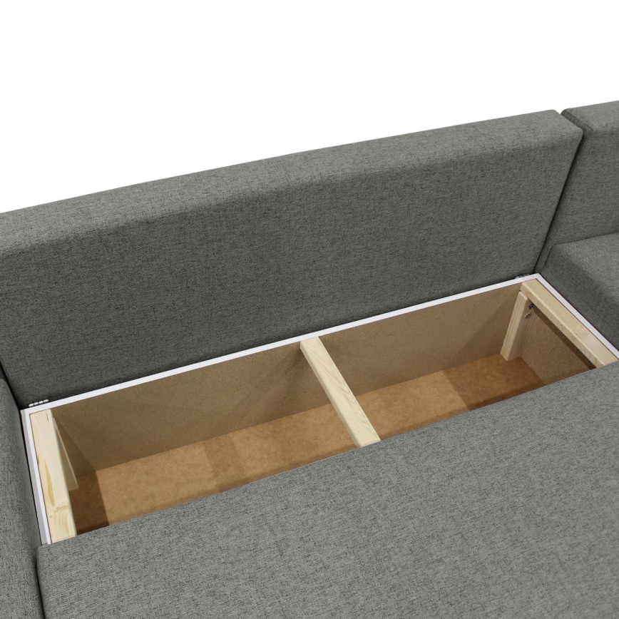 Universāla izvelkamā U formas stūra dīvāna garnitūra ar glabāšanas nodalījumu ALMEIDA antracīts