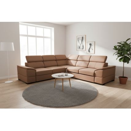 Universāls izvelkamais stūra dīvāns ar uzglabāšanas nodalījumu GRANADA, brūns