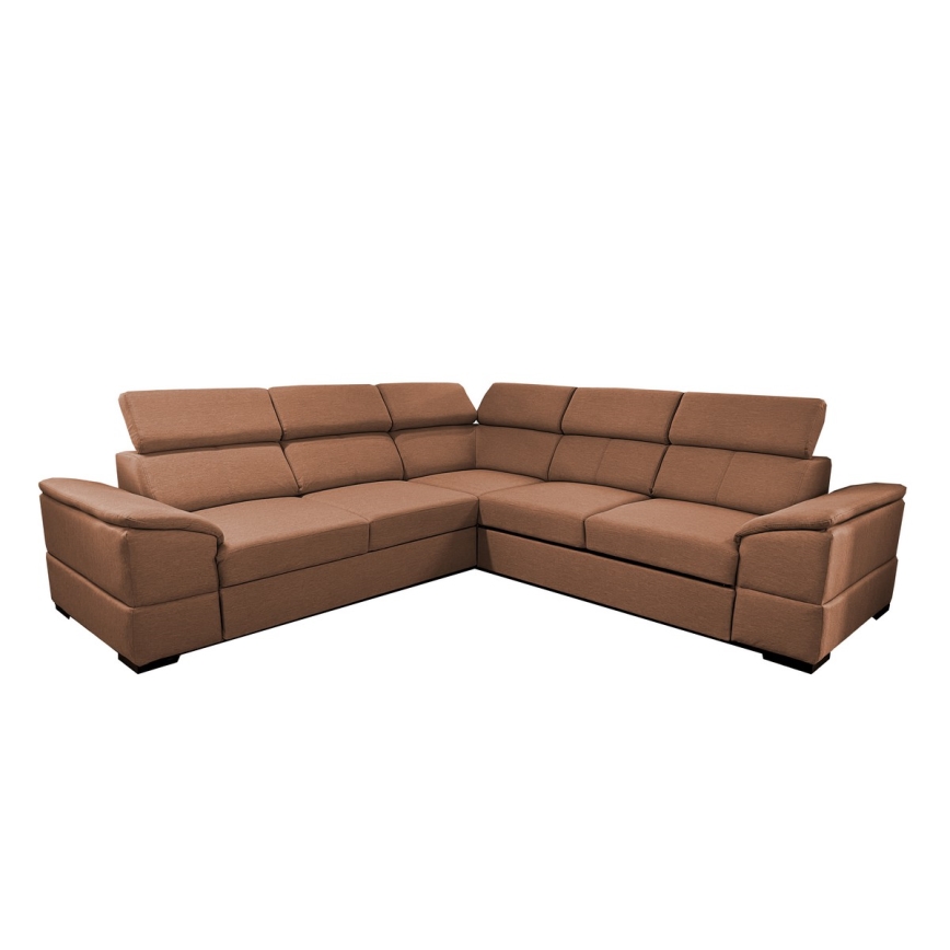 Universāls izvelkamais stūra dīvāns ar uzglabāšanas nodalījumu GRANADA, brūns