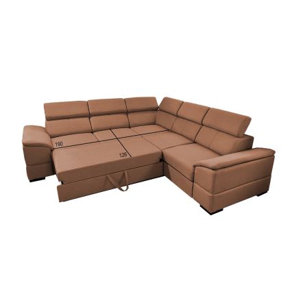 Universāls izvelkamais stūra dīvāns ar uzglabāšanas nodalījumu GRANADA, brūns