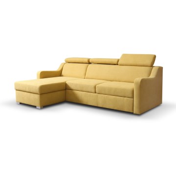 Universāls izvelkams stūra dīvāns ar uzglabāšanas nodalījumu PORTO, dzeltenais