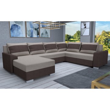Universāls polsterēts U-veida izvelkamais dīvāns OXFORD, brūns/taupe