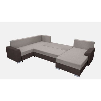 Universāls polsterēts U-veida izvelkamais dīvāns OXFORD, brūns/taupe