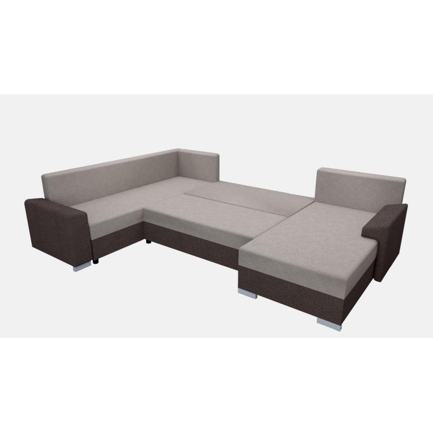 Universāls polsterēts U-veida izvelkamais dīvāns OXFORD, brūns/taupe