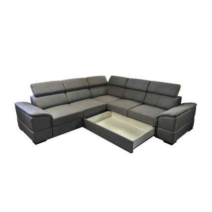 Universāls stūra izvelkams dīvāns ar uzglabāšanas nodalījumu GRANADA, tumši pelēks