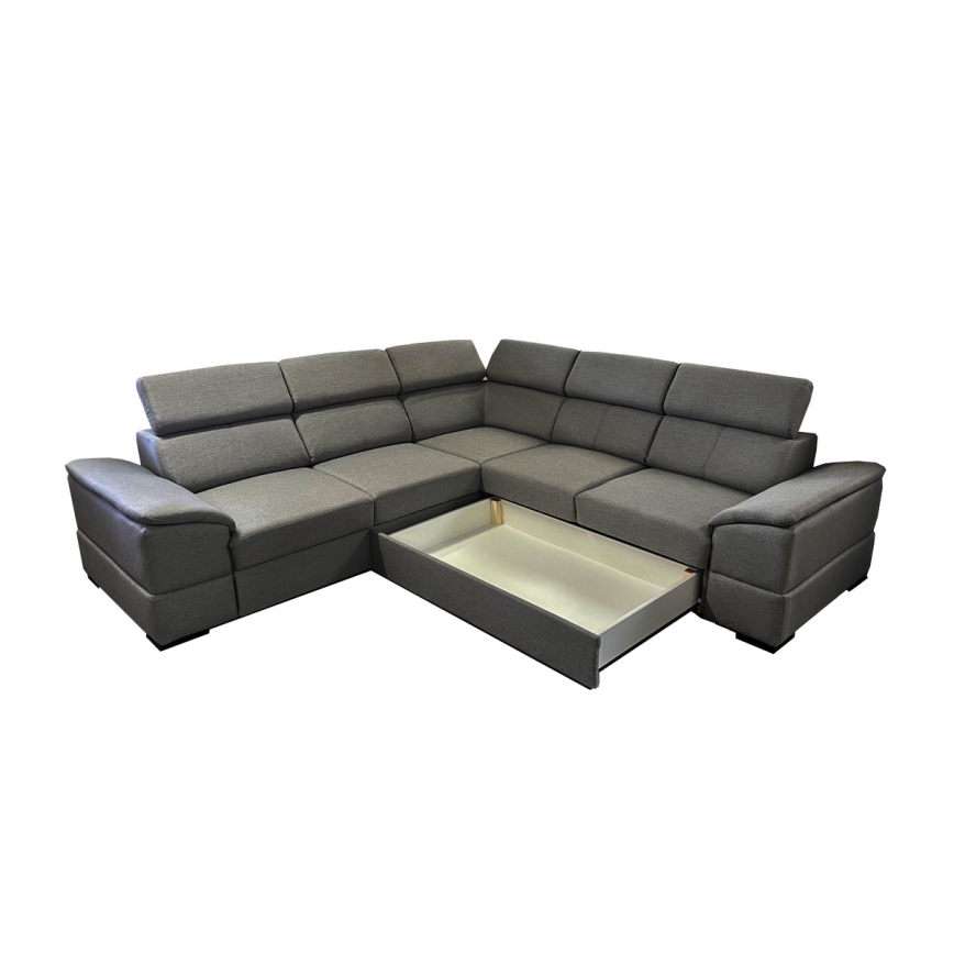 Universāls stūra izvelkams dīvāns ar uzglabāšanas nodalījumu GRANADA, tumši pelēks