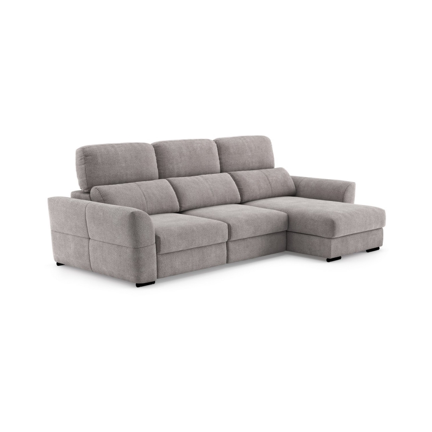 Universāls trīsvietīgs izvelkamais stūra dīvāns ar glabāšanas nodalījumu TRENTO taupe