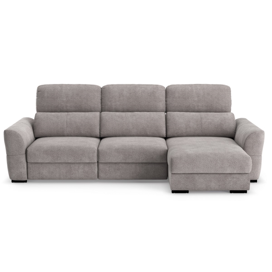 Universāls trīsvietīgs izvelkamais stūra dīvāns ar glabāšanas nodalījumu TRENTO taupe