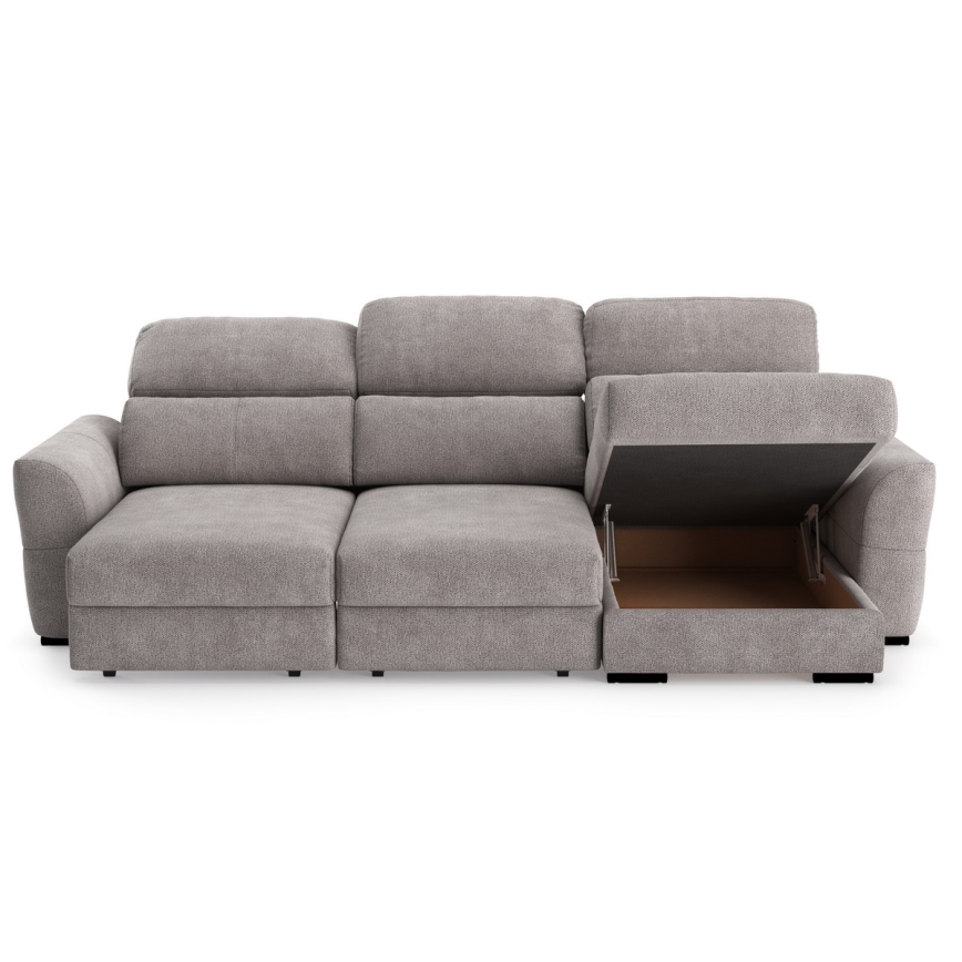 Universāls trīsvietīgs izvelkamais stūra dīvāns ar glabāšanas nodalījumu TRENTO taupe