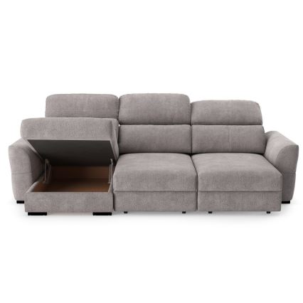 Universāls trīsvietīgs izvelkamais stūra dīvāns ar glabāšanas nodalījumu TRENTO taupe