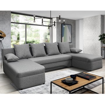 Universāls U formas izvelkams stūra dīvāns ar uzglabāšanas nodalījumu ALMEIDA pelēks