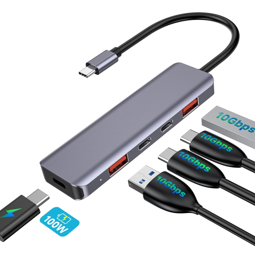 USB-C dokstacija 5‑1 ar Power Delivery 100 W